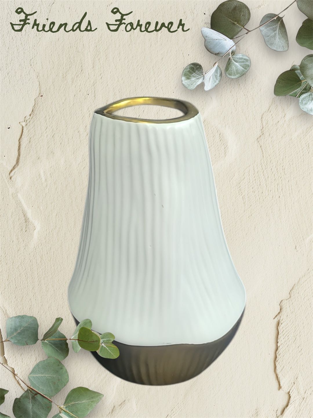 White with gold chain vase 29CM