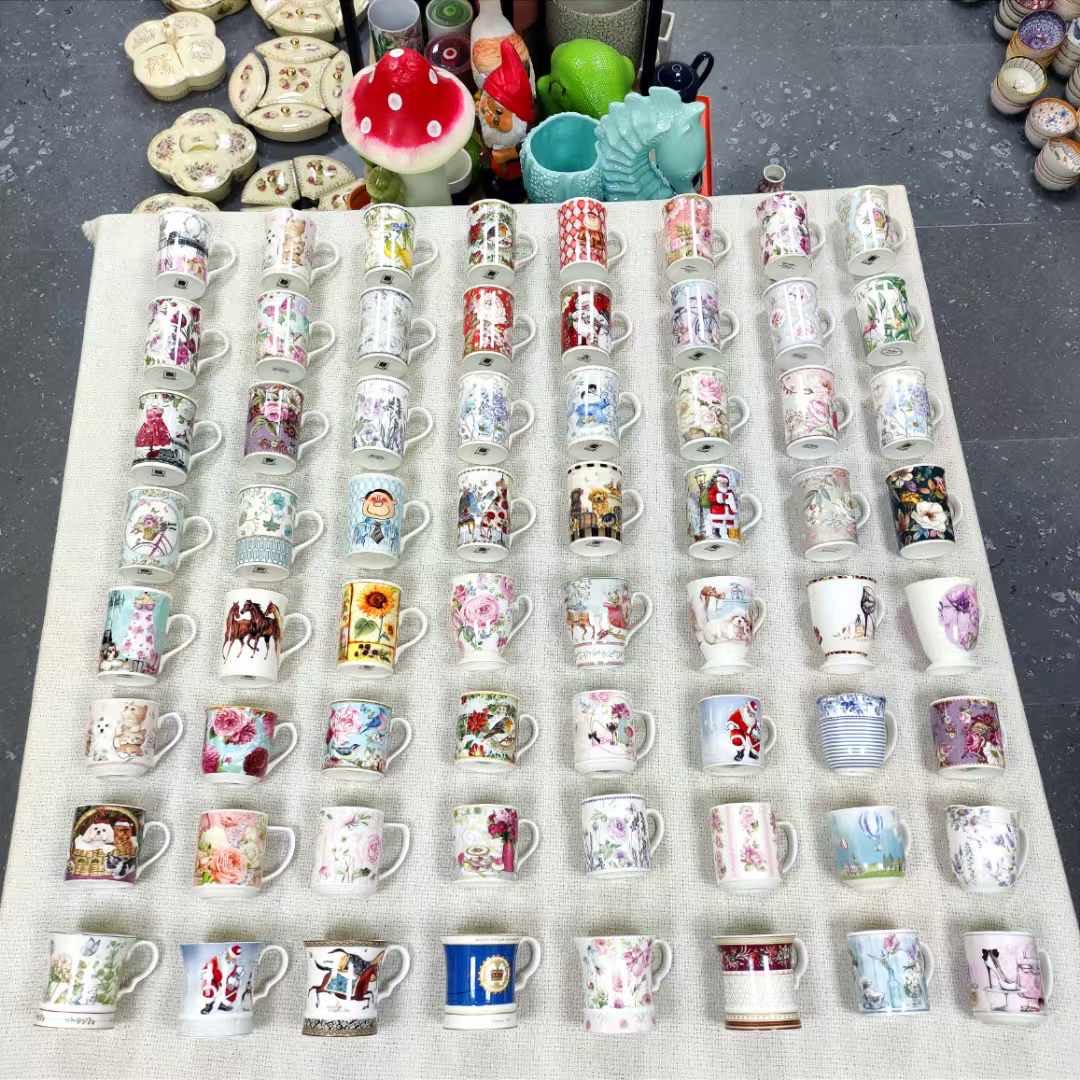 Floral Print Porcelain Mug with Handle 11.2H*12.3W cm