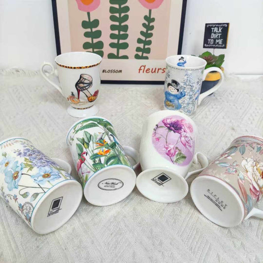 Floral Print Porcelain Mug with Handle 11.2H*12.3W cm