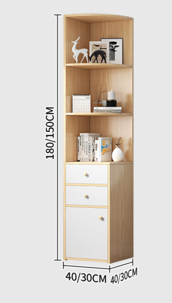 Corner Cabinet with Drawer and Shelves Small Space Storage Solution 150CM