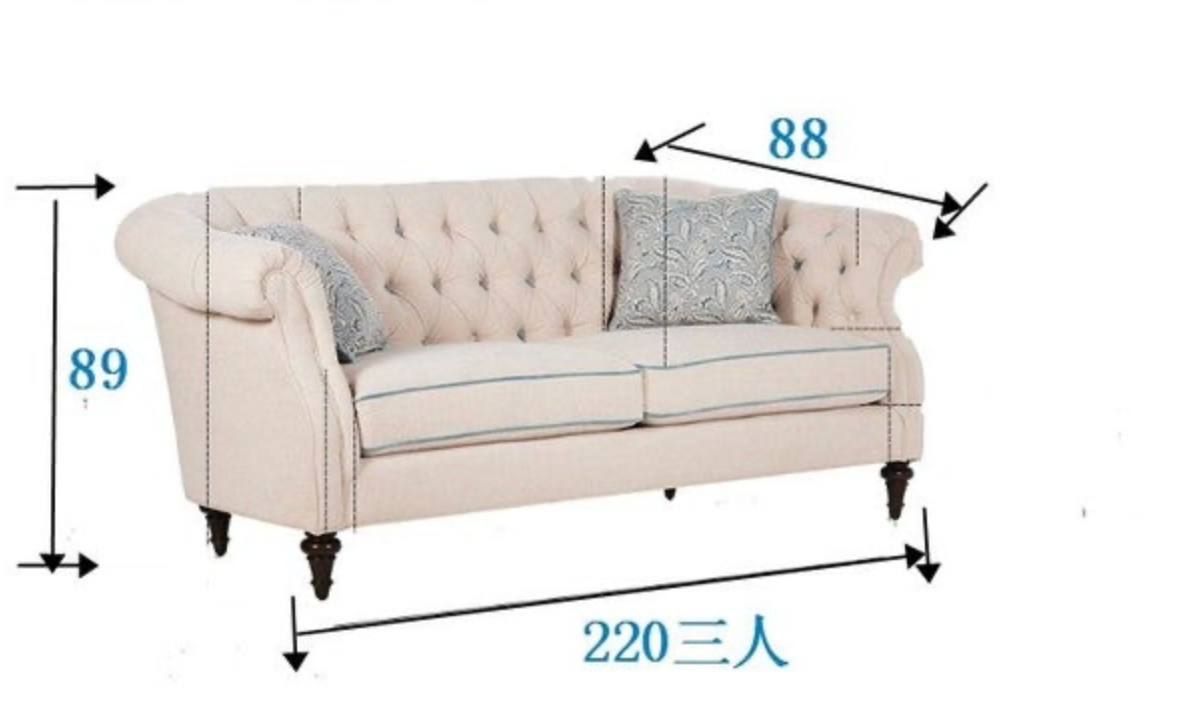 Sofas Classic Tufted chesterfield creamy velvet fabric Victorian Sofa 3 seats