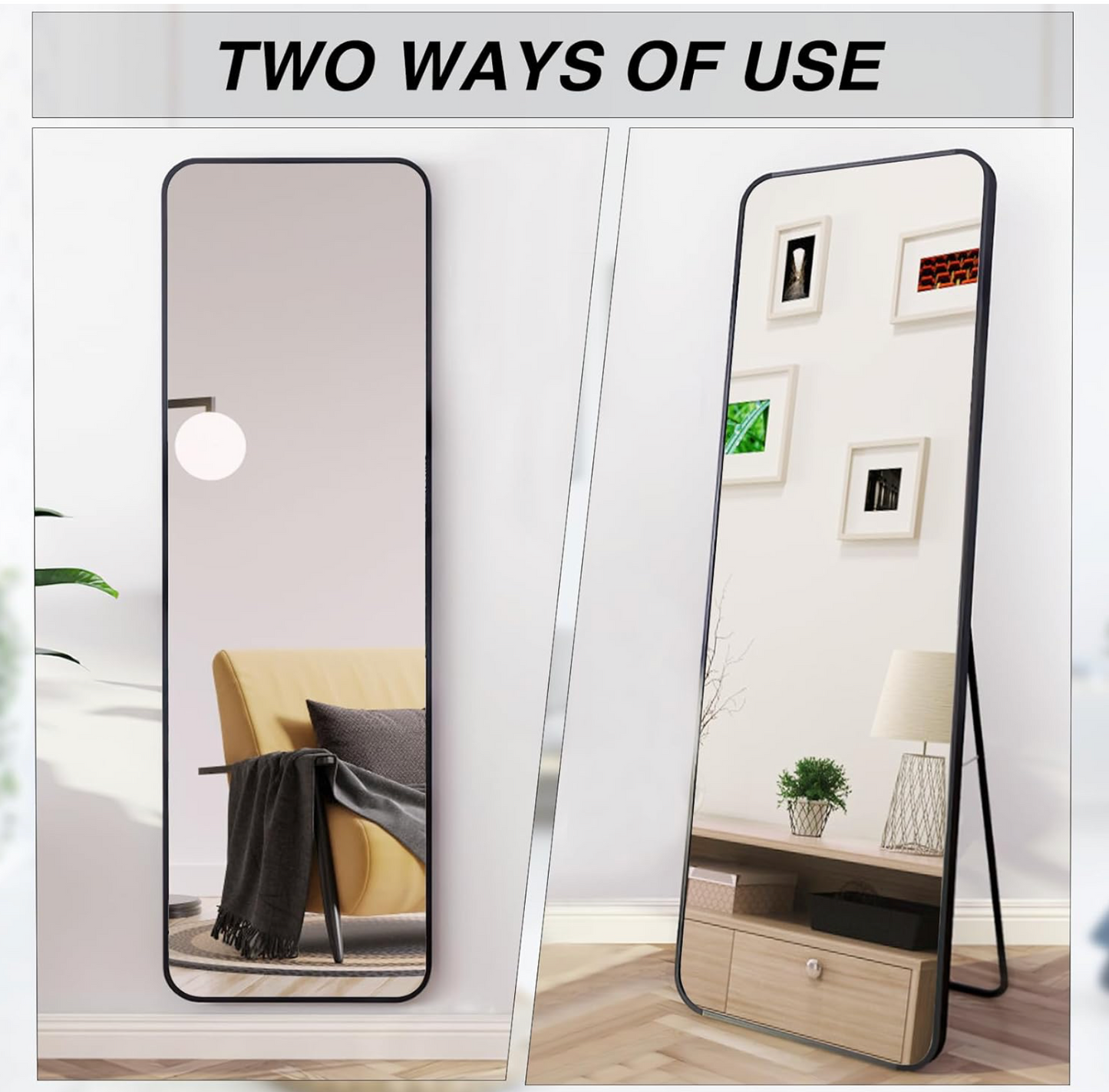 Standing Mirror 150 x 50 cm Large Wall Mirror for Bedroom Living Room Black