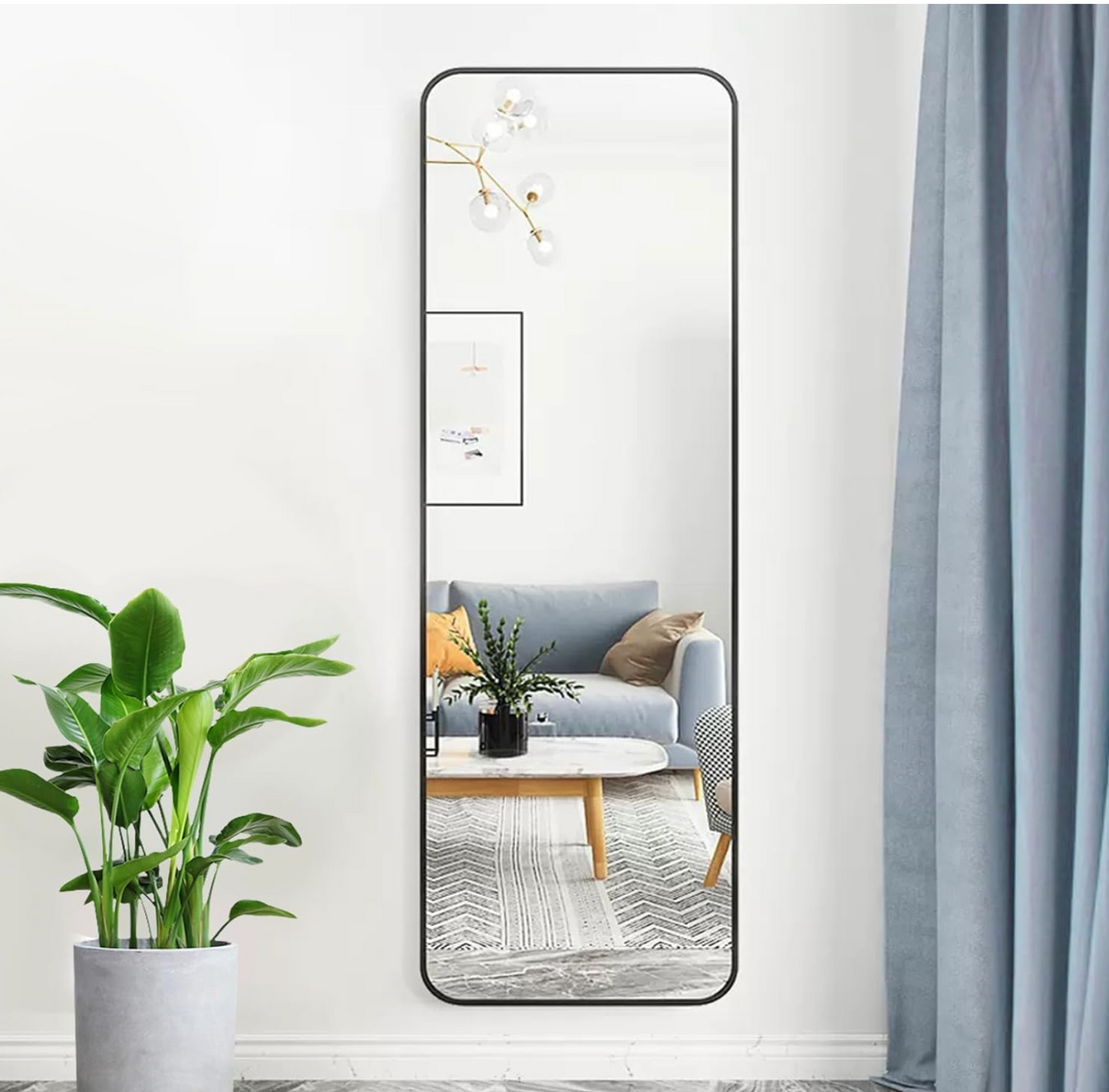Standing Mirror 150 x 50 cm Large Wall Mirror for Bedroom Living Room Black