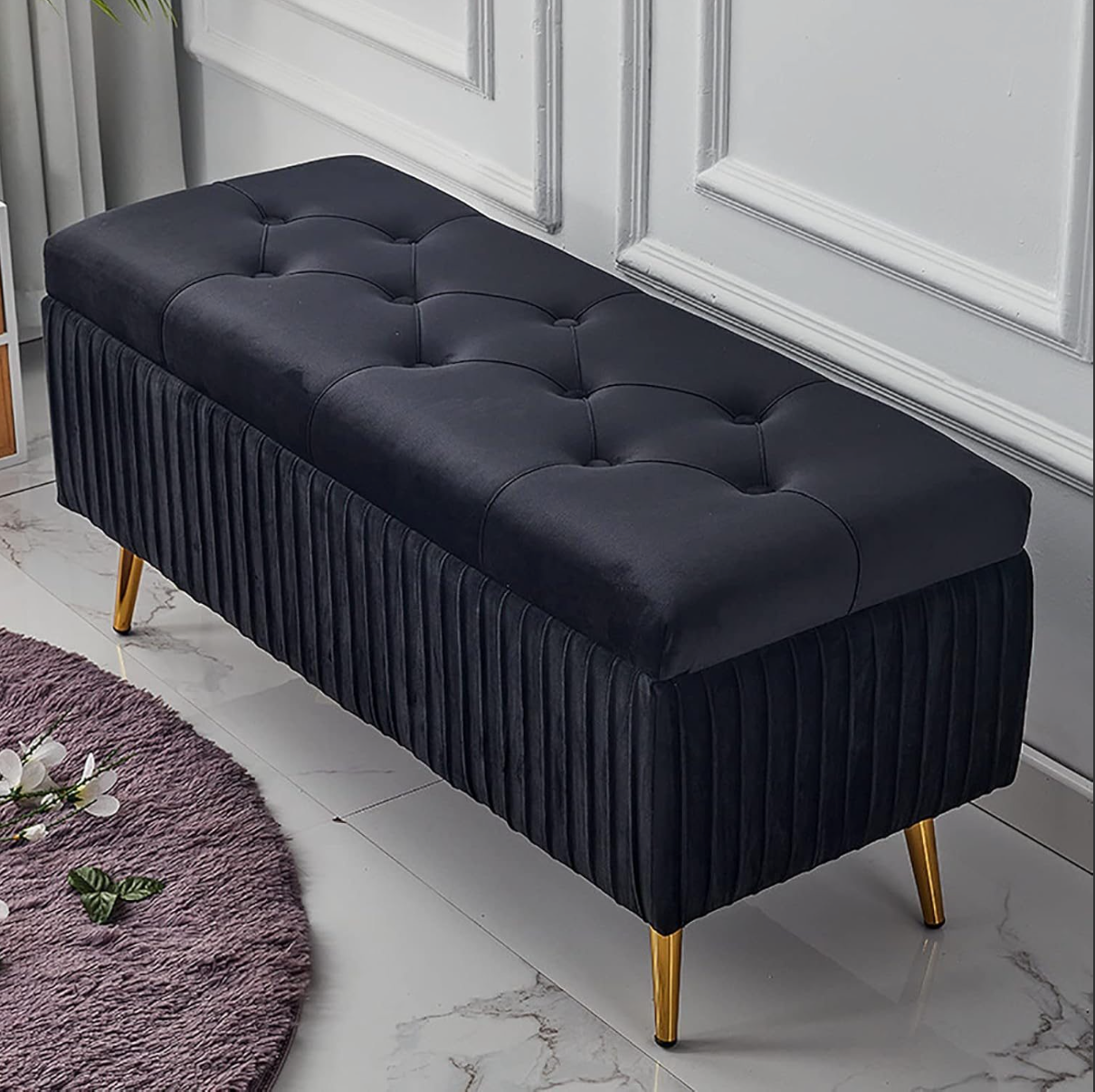 Modern Velvet Storage Bench Ottoman 1500mm