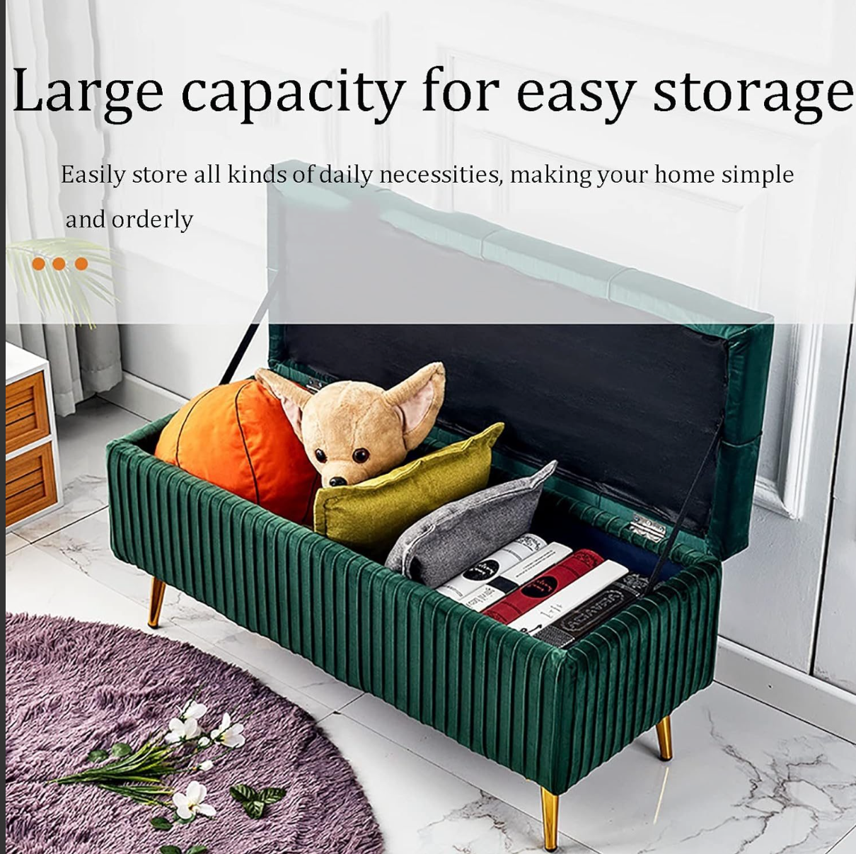 Modern Velvet Storage Bench Ottoman 1500mm