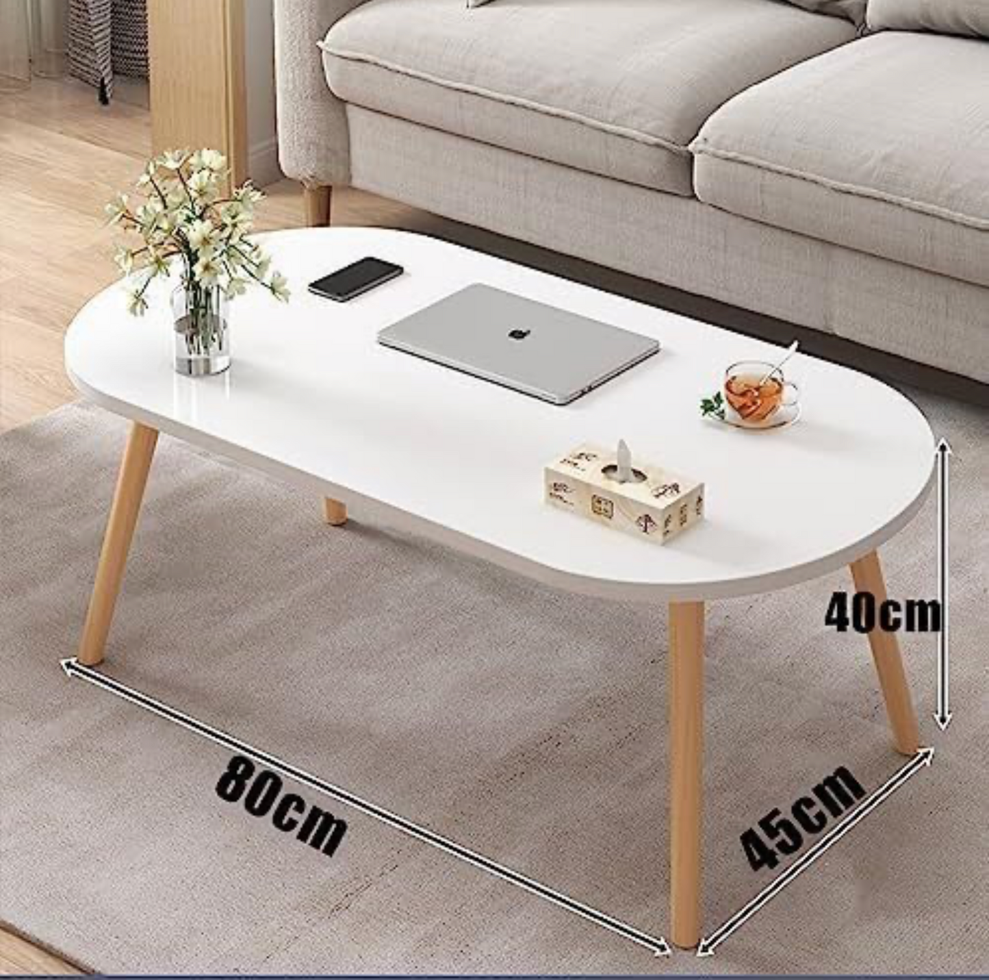 Low Oval Coffee Table,Solid Table Legs 800mm