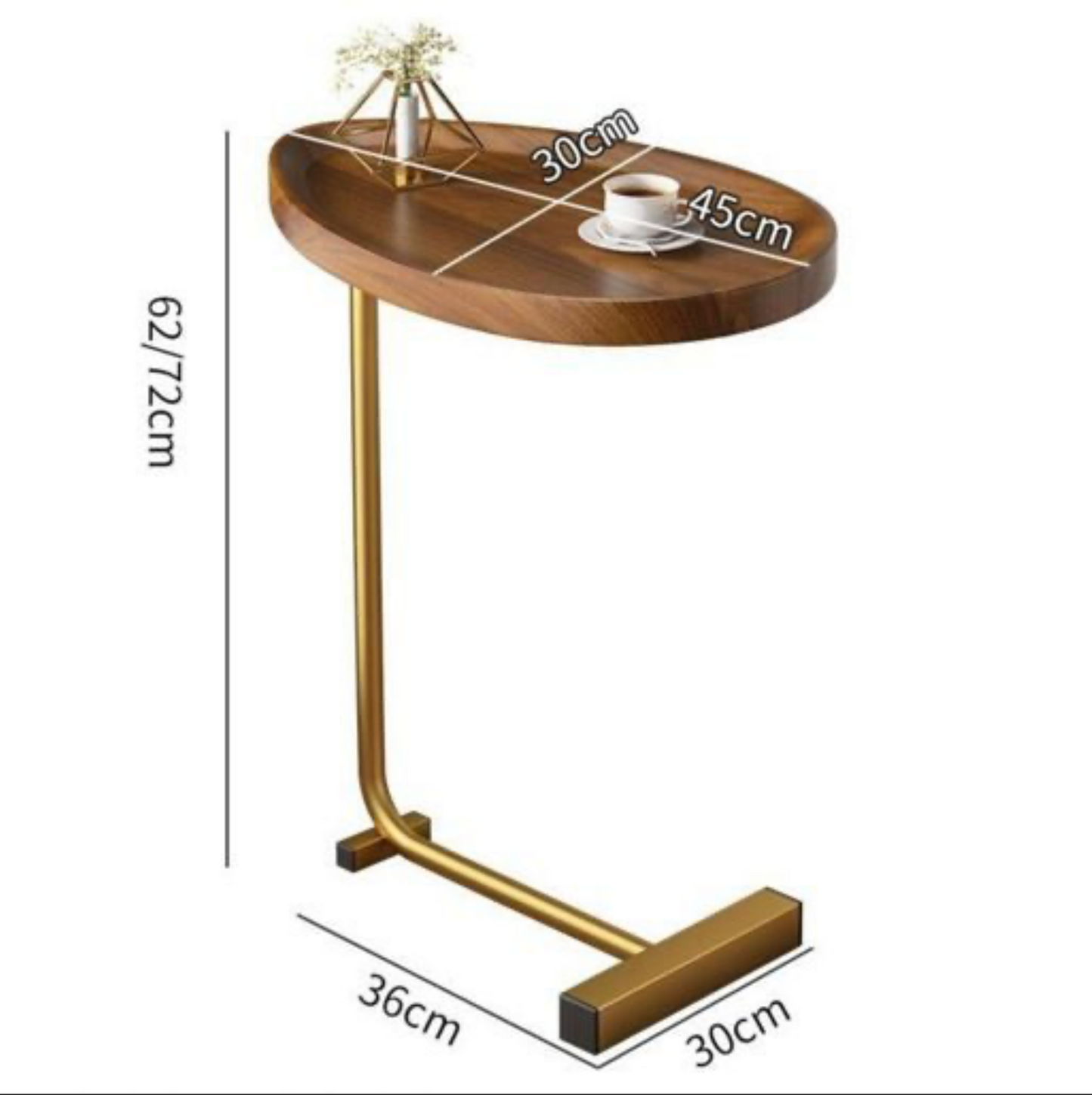 C Shaped Side Table Coffee Table End Table Under Sofa Stable Metal Frame