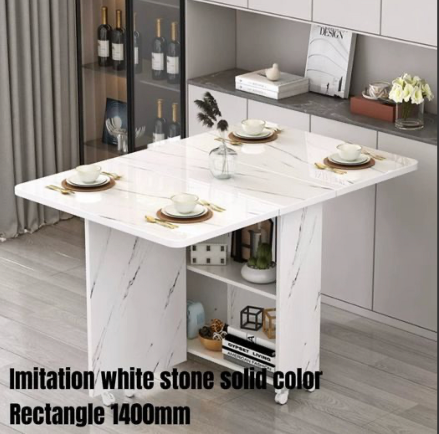 Simple folding table • Movable • Small household retractable dining table
