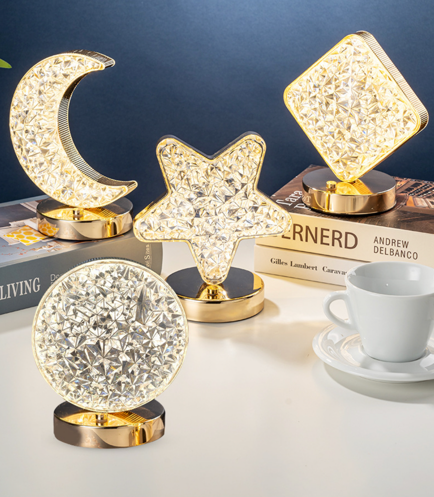 3D Acrylic Crystal Table Light USB LED Star Moon Night Light