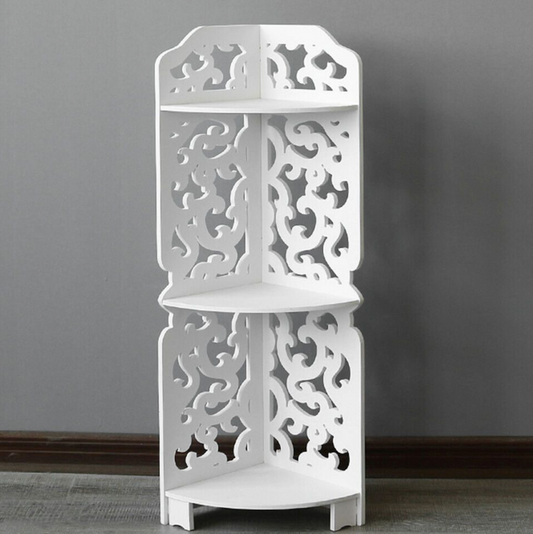Corner Storage Rack 3 Tier White Shelving Unit 80X20X20CM