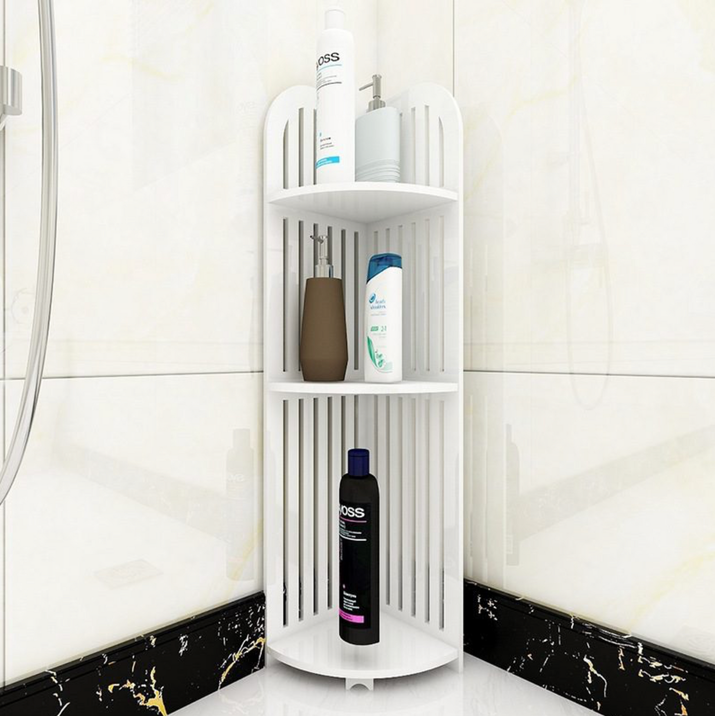 Corner Storage Rack 3 Tier White Shelving Unit 80X20X20CM
