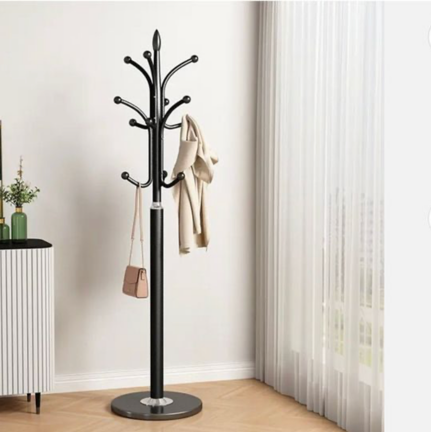 Metal floor standing coat rack 30cm stone base