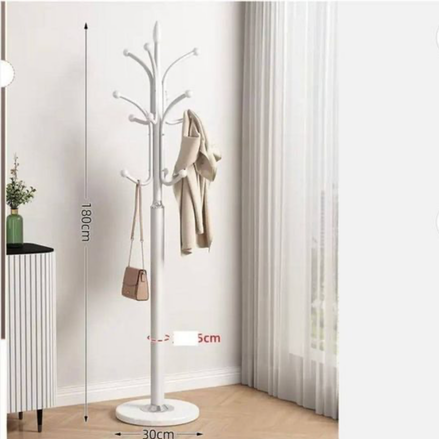 Metal floor standing coat rack 30cm stone base