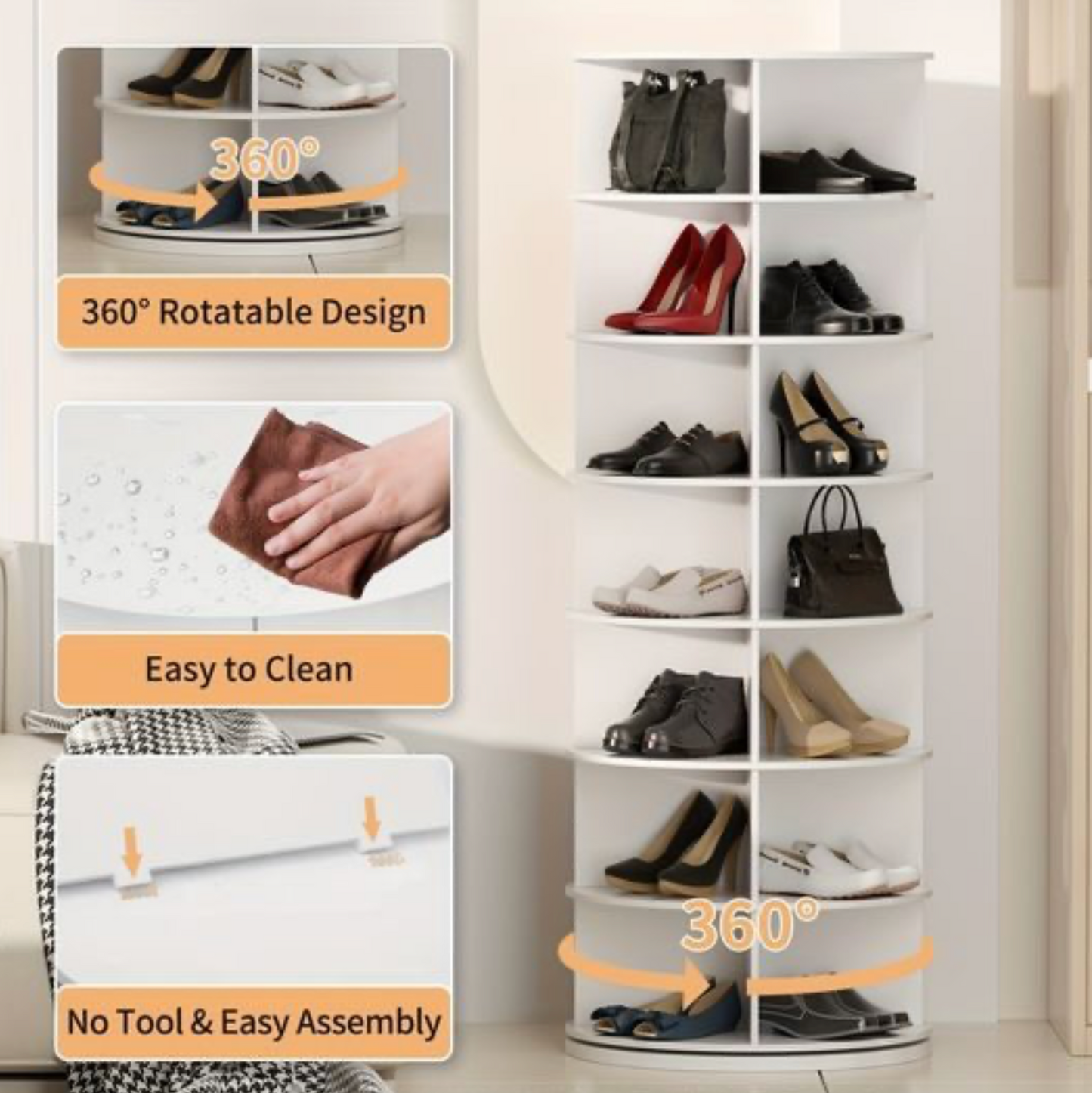 Revolving 360 Shoe Rack Storage Round Carousel