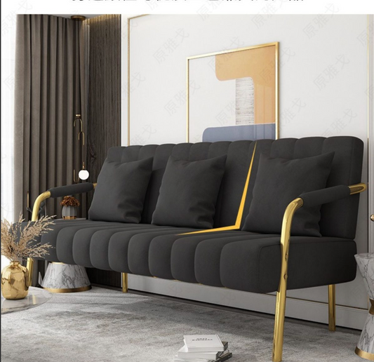 Modern Upholstered Sofa Couch with 2 Pillows, Gray