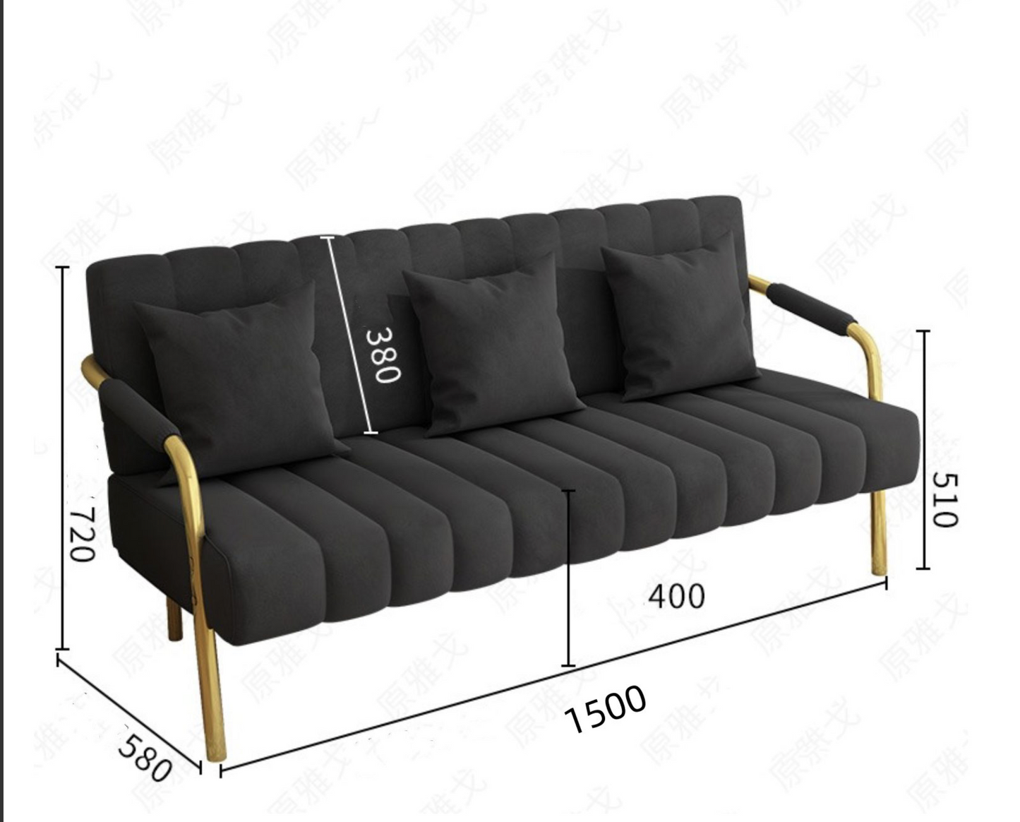 Modern Upholstered Sofa Couch with 2 Pillows, Gray
