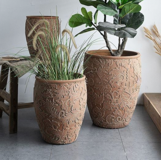 Three-piece set of antique bronze flower pots