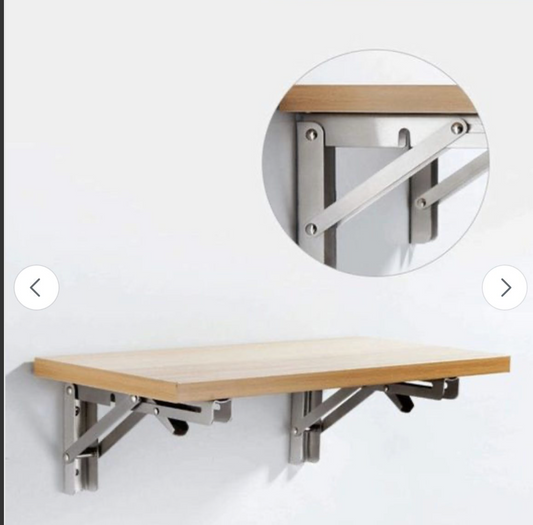 Folding table Wall Mounted Stainless Steel Folding Triangle Shelf Pair