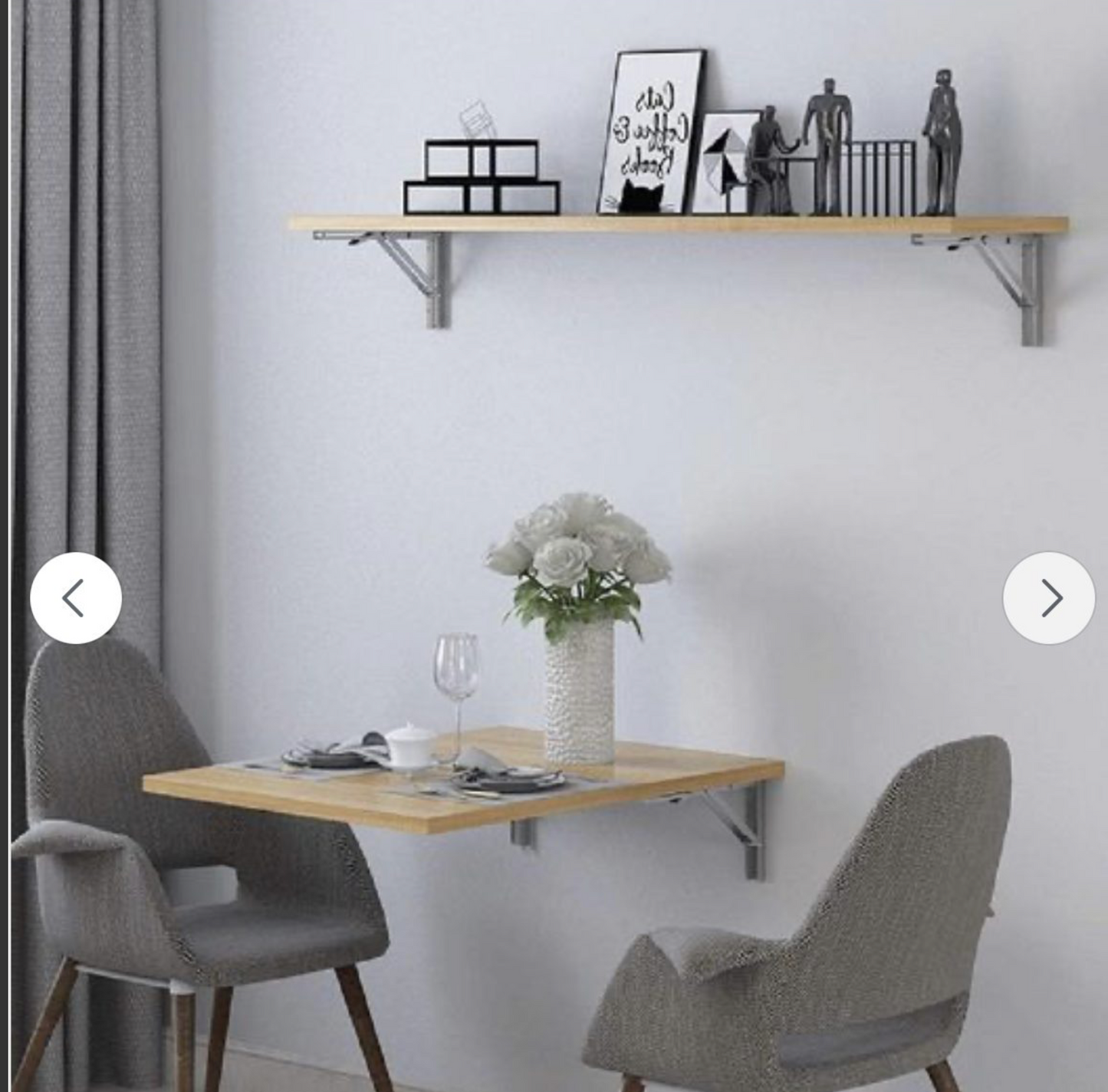 Folding table Wall Mounted Stainless Steel Folding Triangle Shelf Pair
