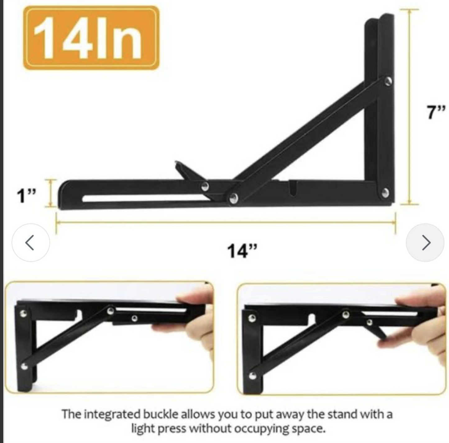 Folding table Wall Mounted Stainless Steel Folding Triangle Shelf Pair