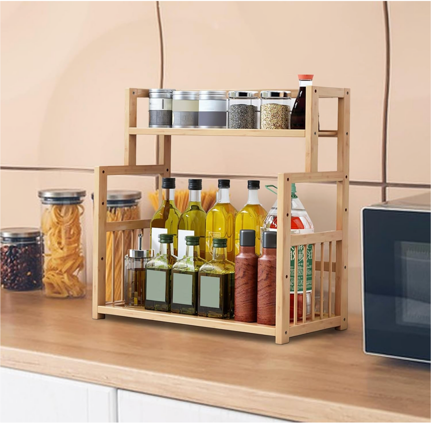 Kitchen Storage Rack 3-tier Bamboo Spice Rack