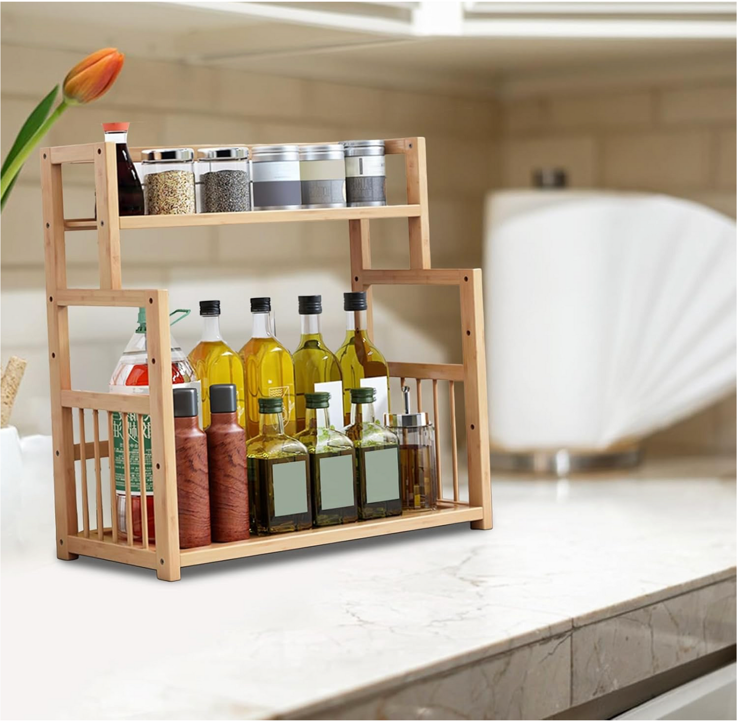 Kitchen Storage Rack 3-tier Bamboo Spice Rack