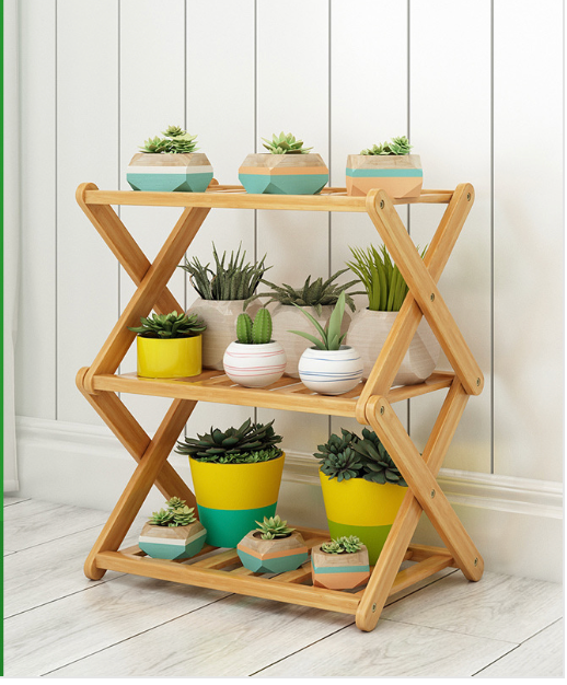Bamboo Storage Balcony Multifunction Indoor Outdoor Display Plant Shelf
