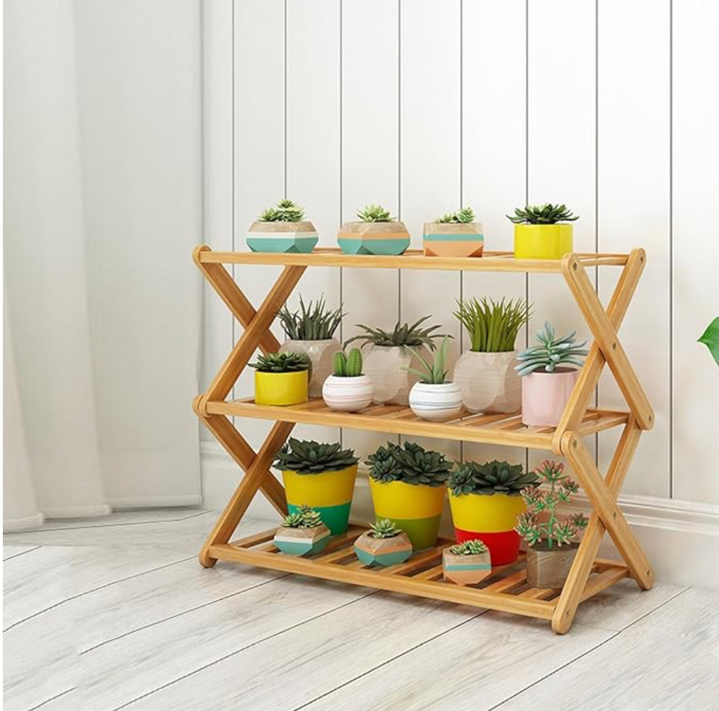 Bamboo Storage Balcony Multifunction Indoor Outdoor Display Plant Shelf