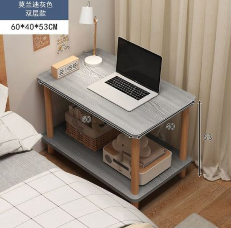 2 Tier Side Table, Narrow End Table with Storage Shelf