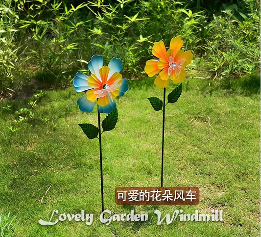 Wrought iron solar rotating windmill household field plug-in decoration