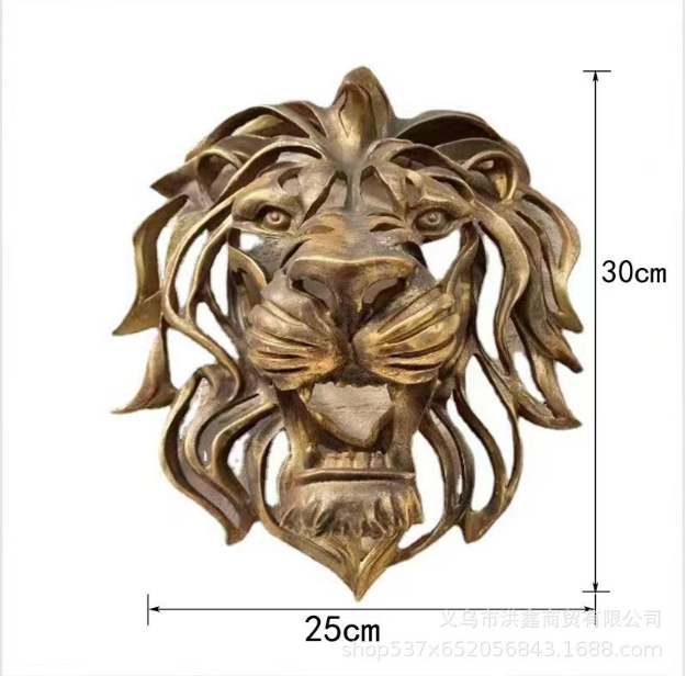 Lion Head Wall Mounted Art Sculpture Gold Resin Lion Head Art Wall