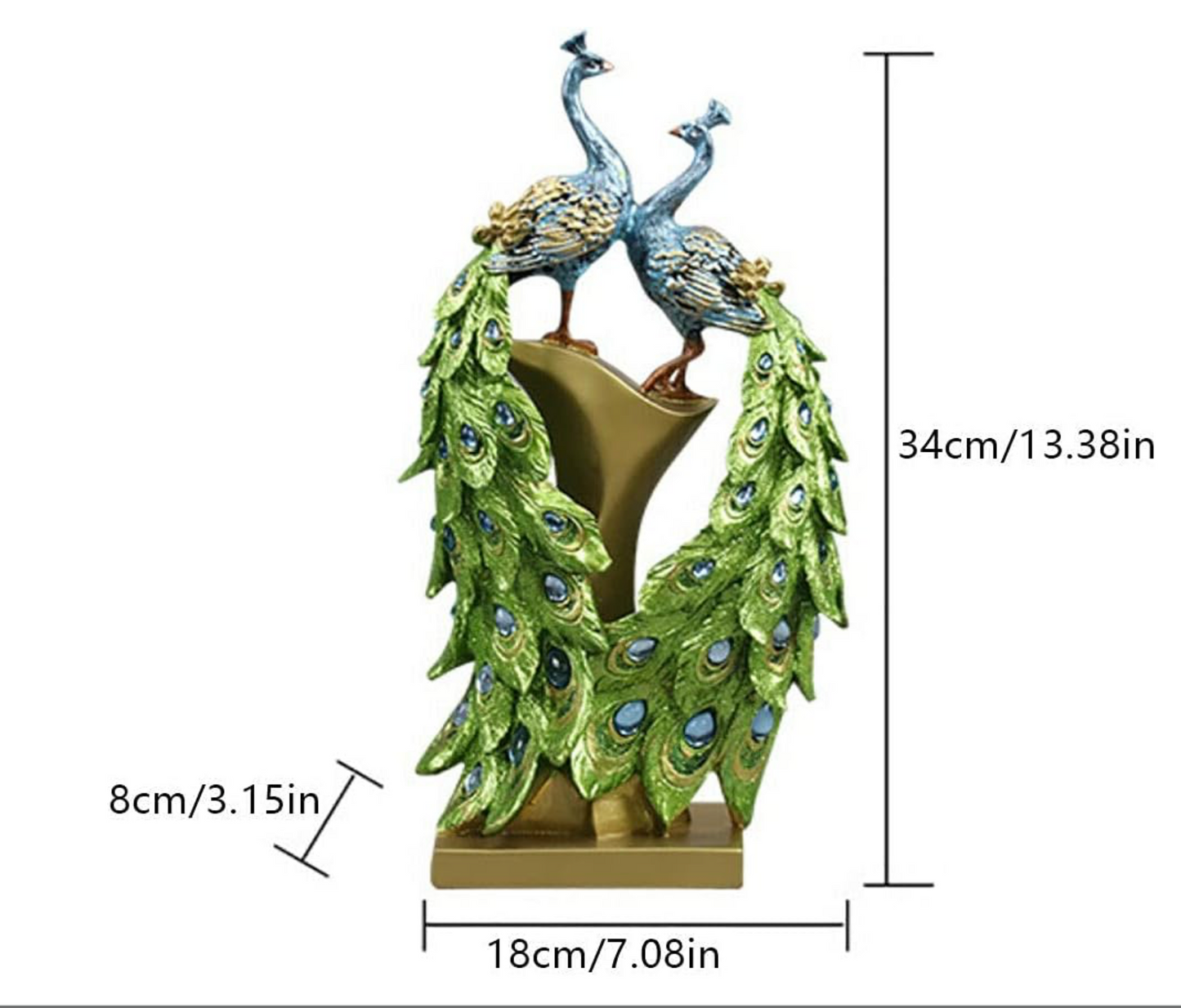 Peacock couple decor statue sculpture decorative resin craft decor 18 * 34 * 8cm