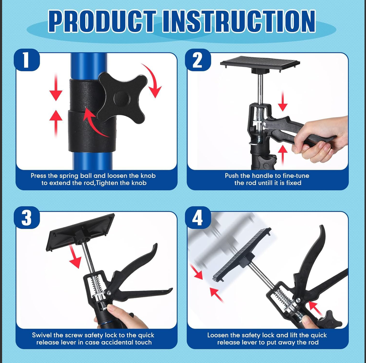 3rd Hand Support System Adjustable Support Pole Adjust from 115-295CM