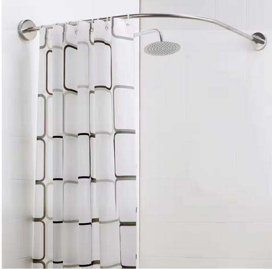 Non-punching retractable shower curtain rod • Curved L-shaped