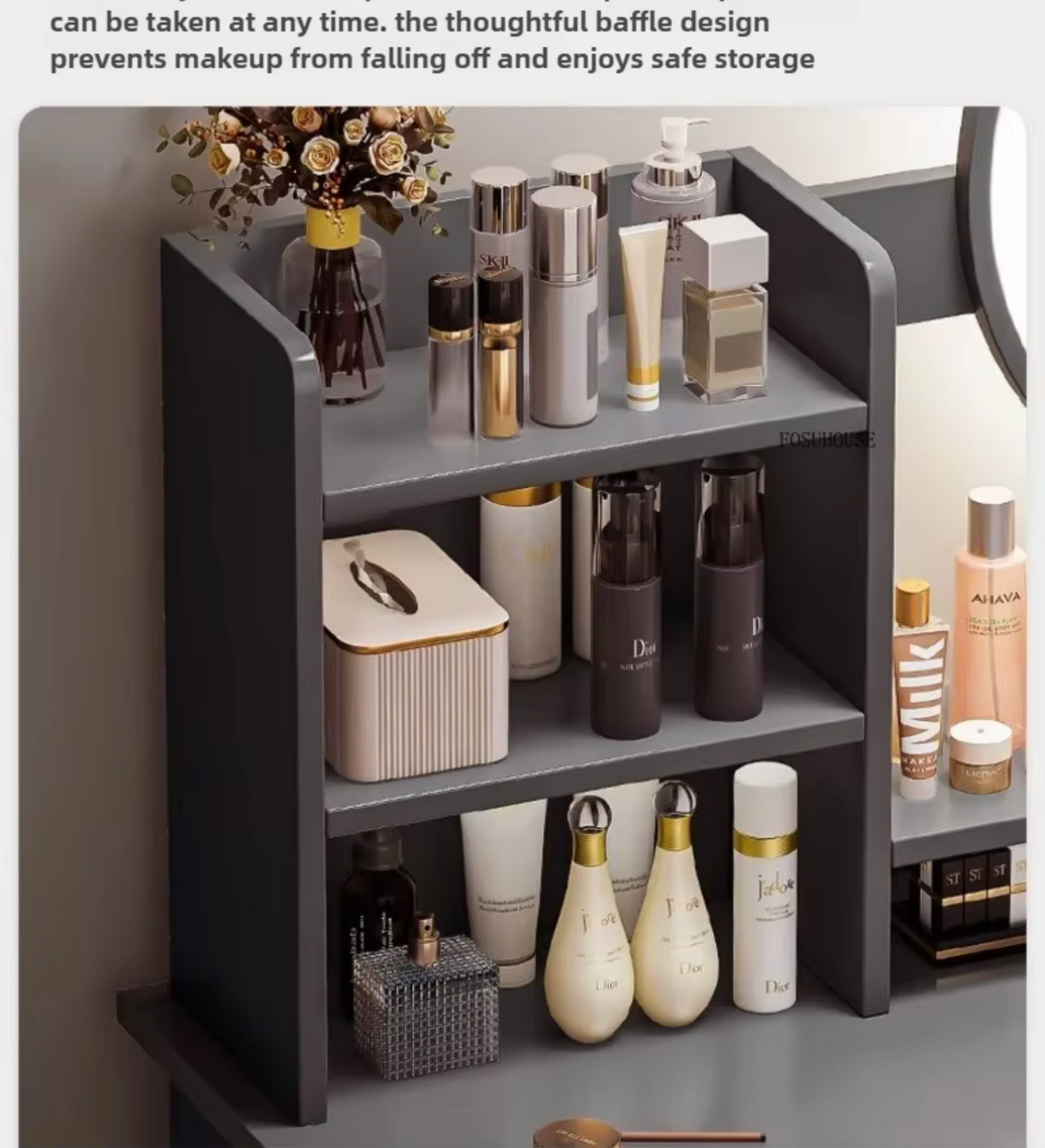 Bedroom Dressing Tables Modern Simple Makeup Cabinet with LED Mirror