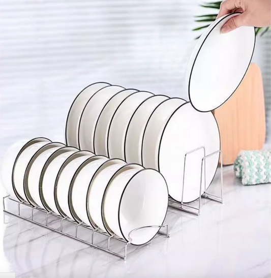 Stainless Steel Dish Draining Rack Kitchen Pot Lid Plates Storage