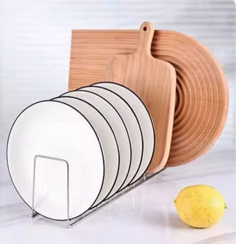Stainless Steel Dish Draining Rack Kitchen Pot Lid Plates Storage