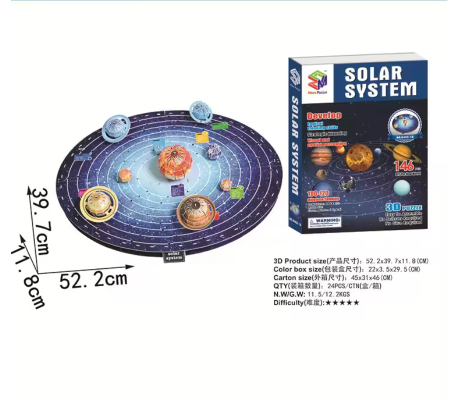 Solar System Nine Planets 3D Jigsaw Space Puzzle Construction Brick Model Paper