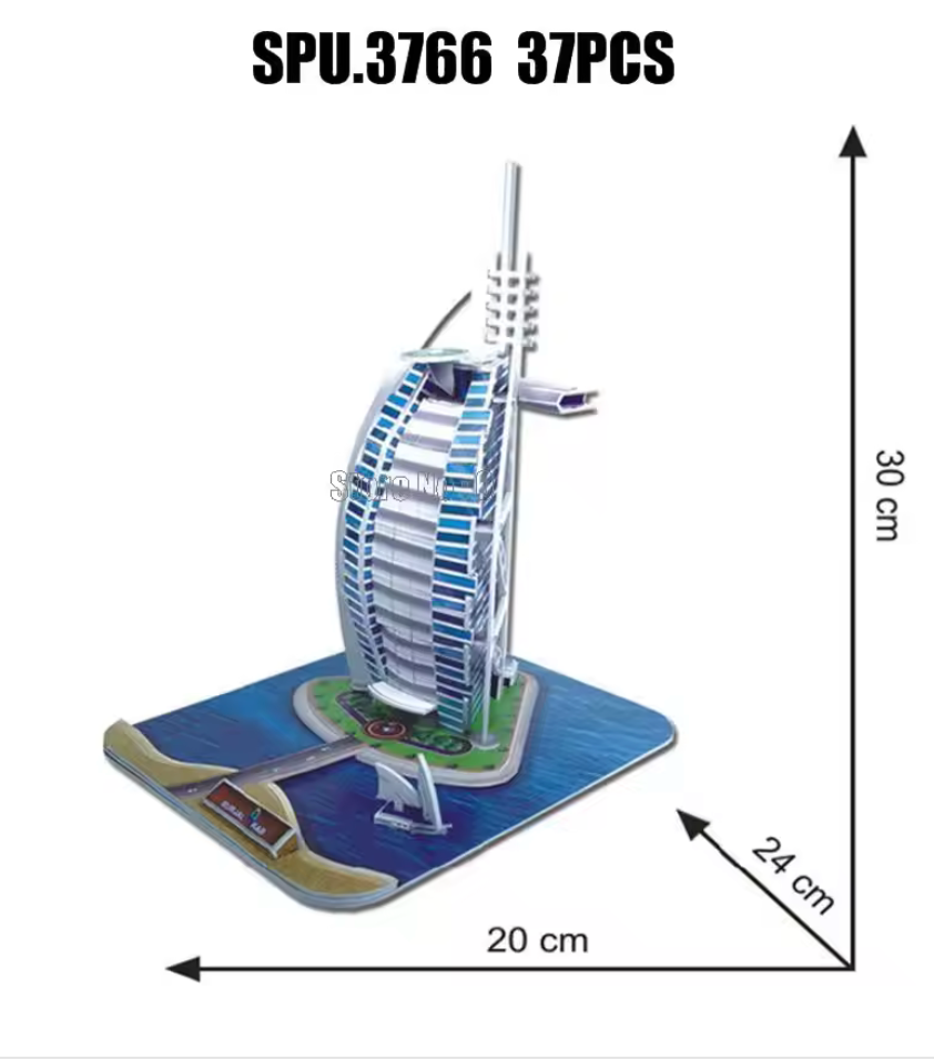 37pcs World Famous Architecture Burj Al Arab Dubai Bo Porcelain Hotel