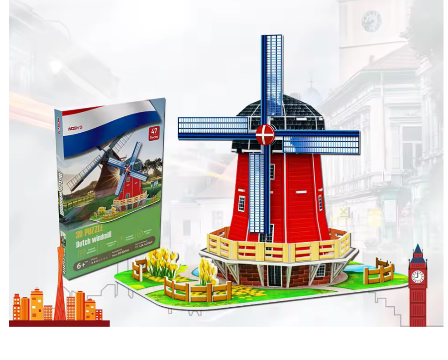 Three dimensional jigsaw puzzle world famous Holland windmill
