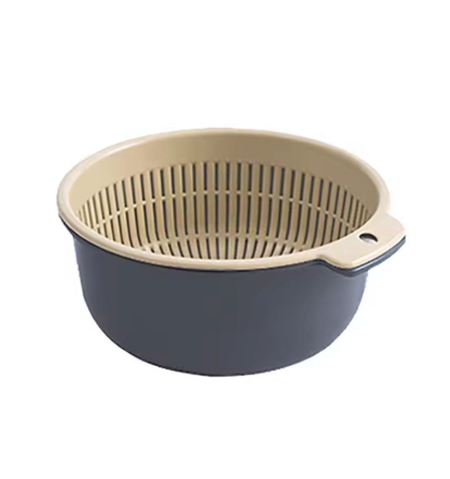 Kitchen Double Layer Drain Basket Bowl Washing Storage Basket