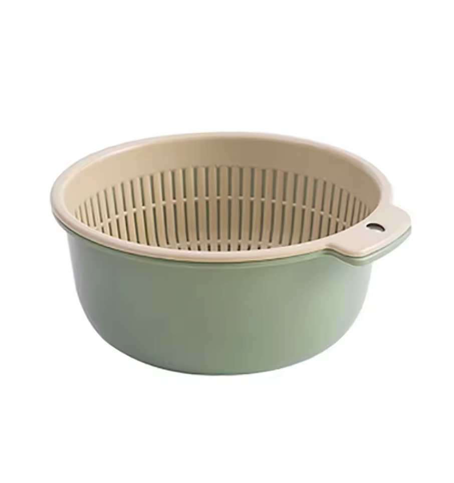 Kitchen Double Layer Drain Basket Bowl Washing Storage Basket