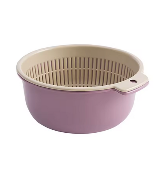 Kitchen Double Layer Drain Basket Bowl Washing Storage Basket