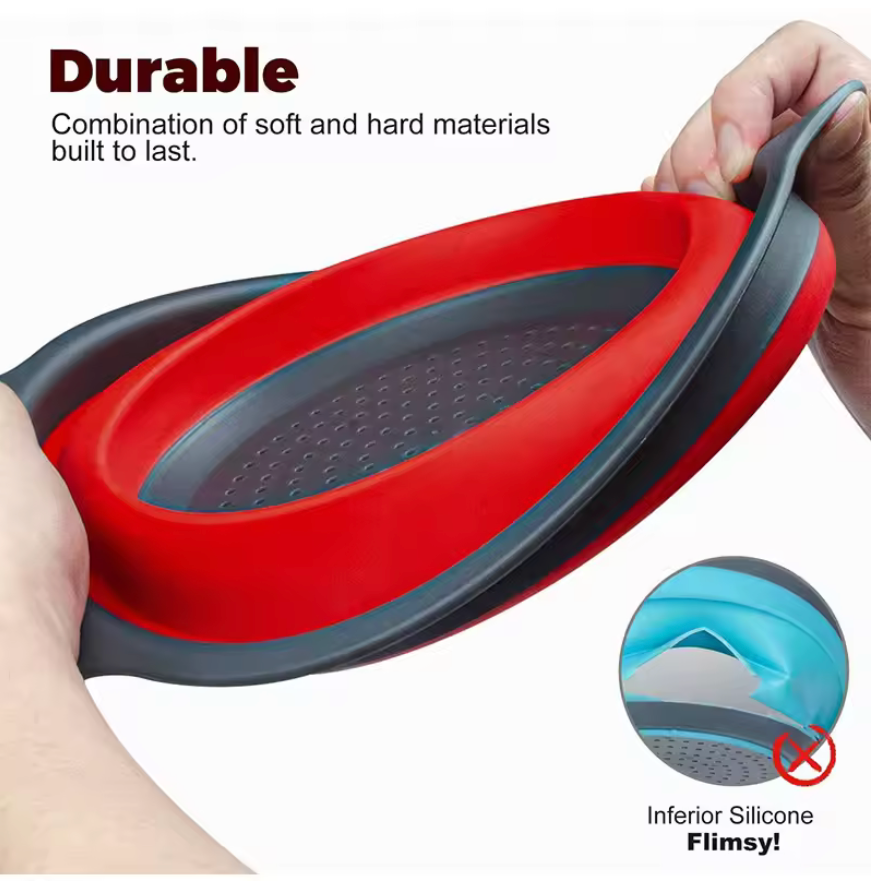 Walfos Foldable Drain Silicone Basket Colander Fruit Vegetable Washing Basket