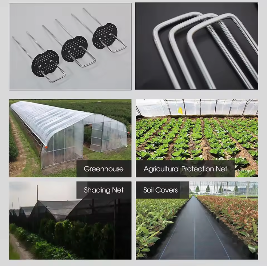 Galvanised Steel Securing Membrane Weed Control Fabric Pegs Metal U Pins 50pcs
