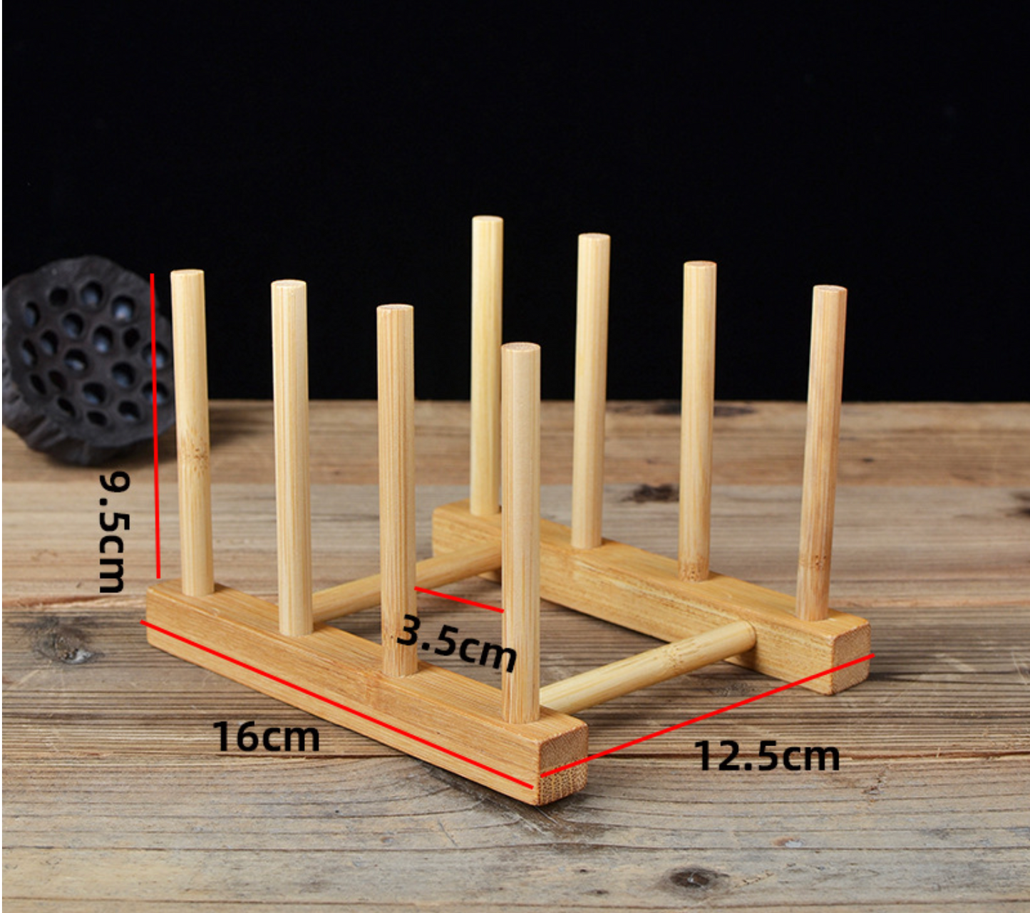 Bamboo Mugs Drainer Wooden Dish Draining Rack Plates Holder