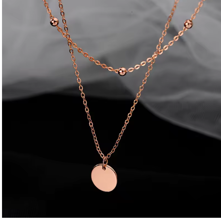 925 Silver Bead Chain Choker Round Double Layered Necklace