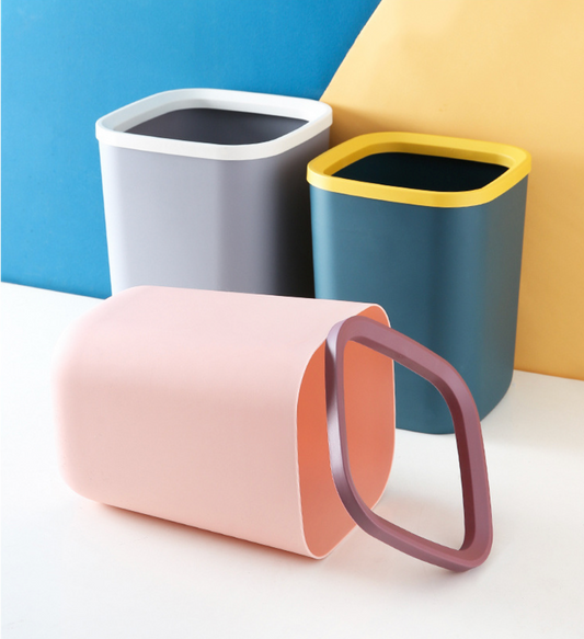 Plastic Trash Can Living Basket (dark Blue 10l) Outdoor Bathroom Square Garbage