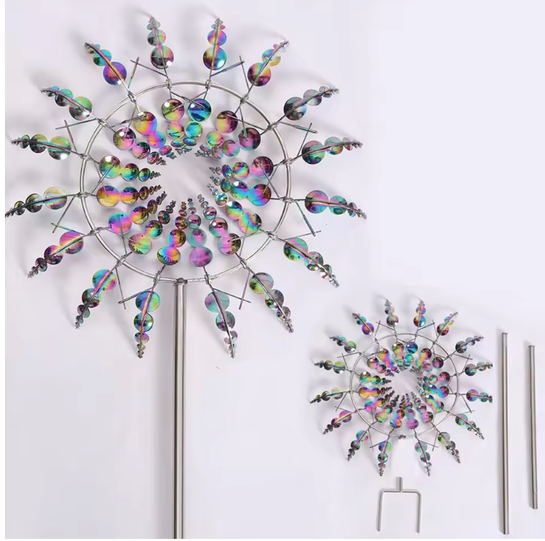 Metal Wind Spinner - Outdoor Garden Decor, Rotating Wind Chime for Yard & Patio