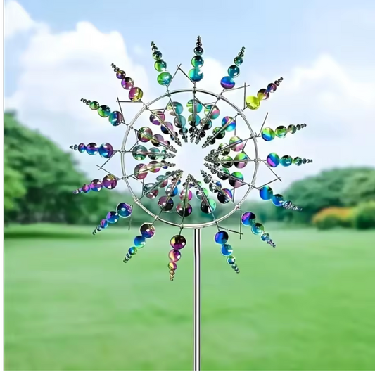 Metal Wind Spinner - Outdoor Garden Decor, Rotating Wind Chime for Yard & Patio